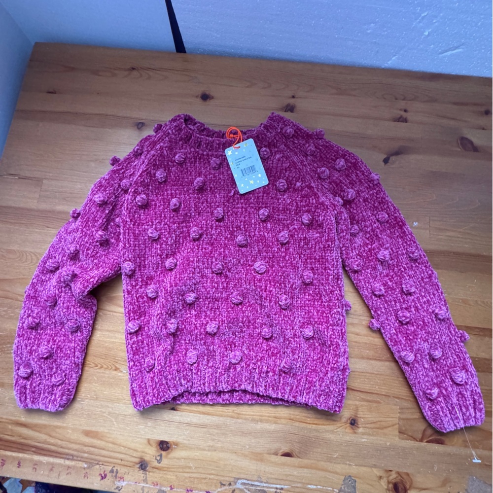 Egg collective hot pink long sleeve polyester sweater size XL(8/10) nwt